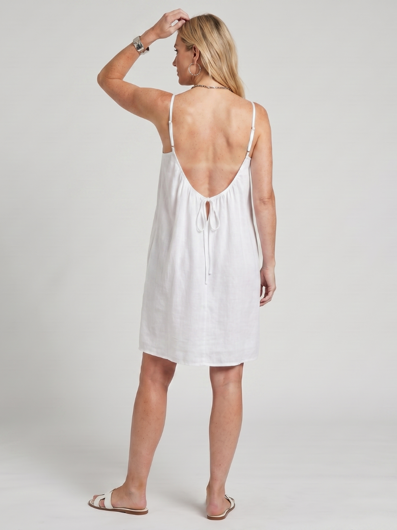 Lysara | Spaghetti Strap Open Back Knee Length Dress