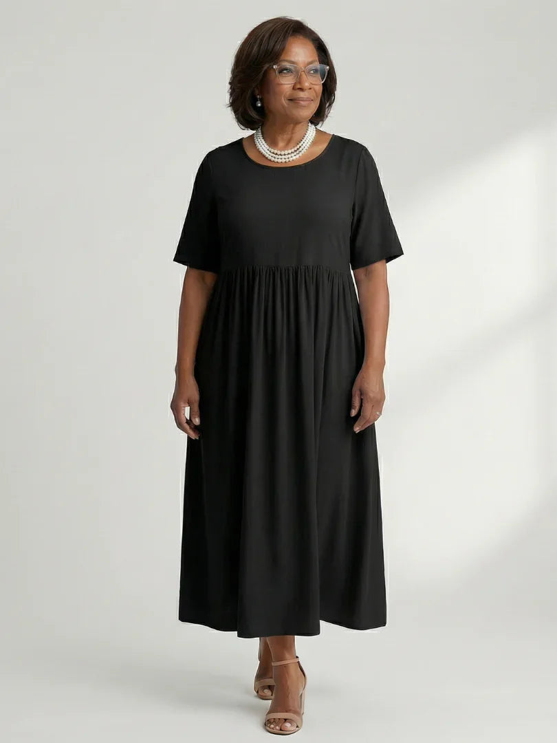 Ciren | Simple Gather Midi Dress