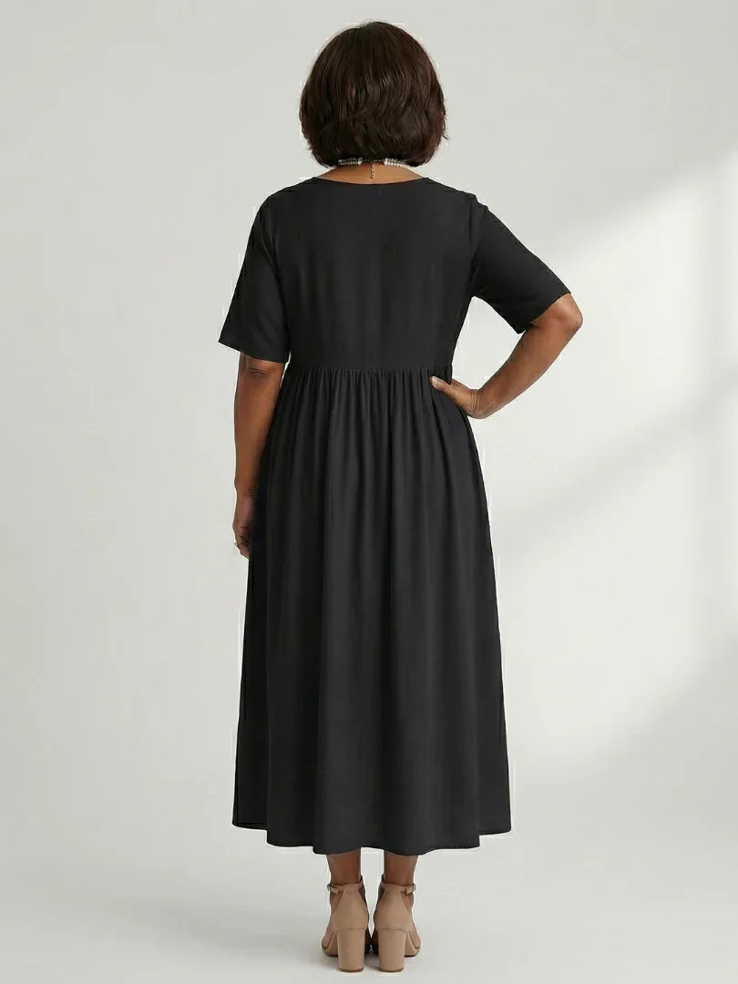 Ciren | Simple Gather Midi Dress