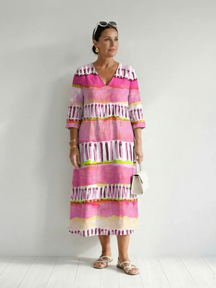 Calla | Easy Flow Patterned Stripe Midi Dress