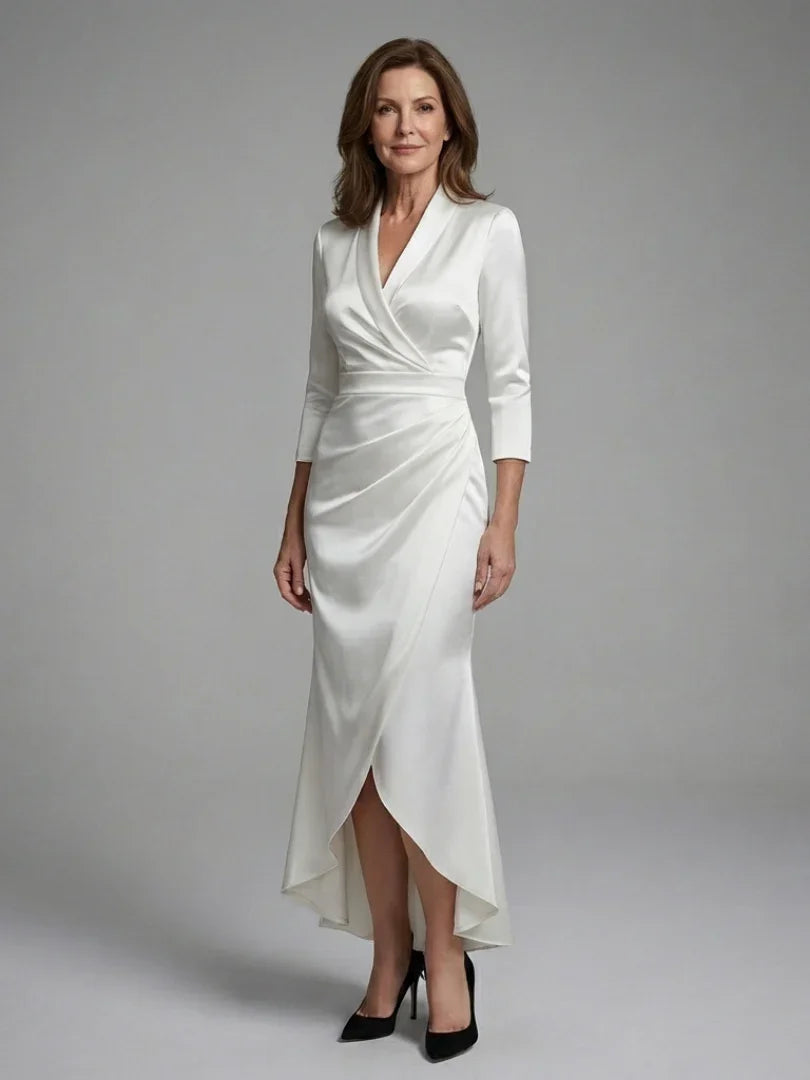 Celestine | Long Sleeve Wrap High Low Midi Dress