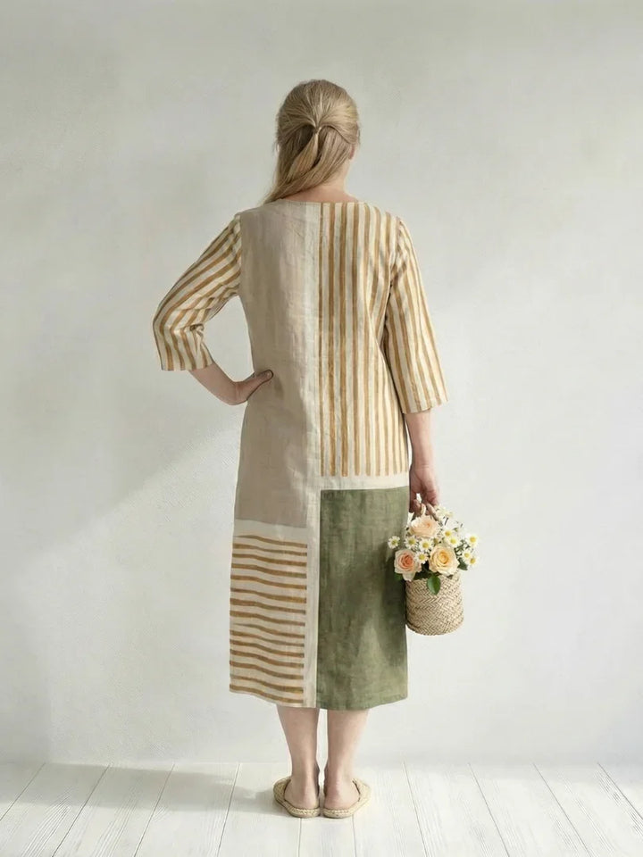 Soren | Light Mixed Stripe Midi Dress