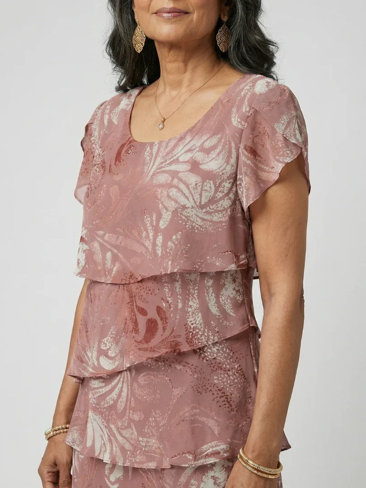 Aria | Soft Motif Tier Knee Length Dress