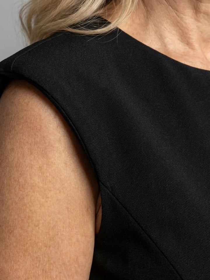 Thessaly | Sleeveless Structured Midi Dress with Front Slit