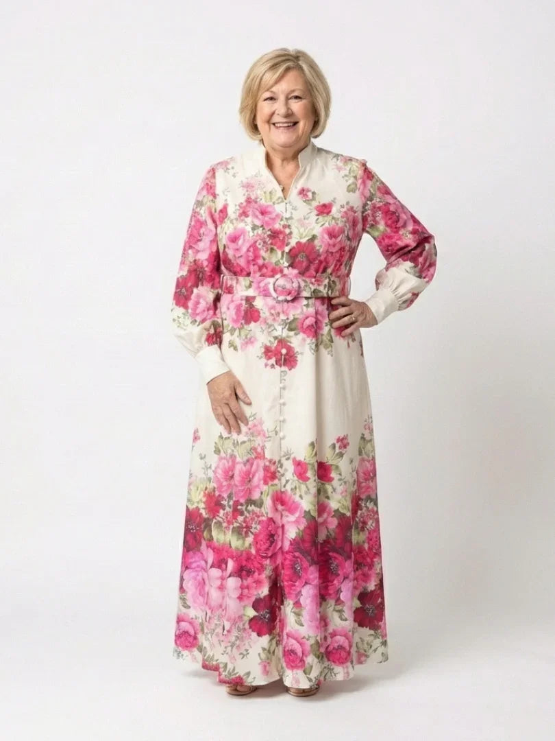 Kennedy | Long Sleeve Floral Belted Maxi Dress