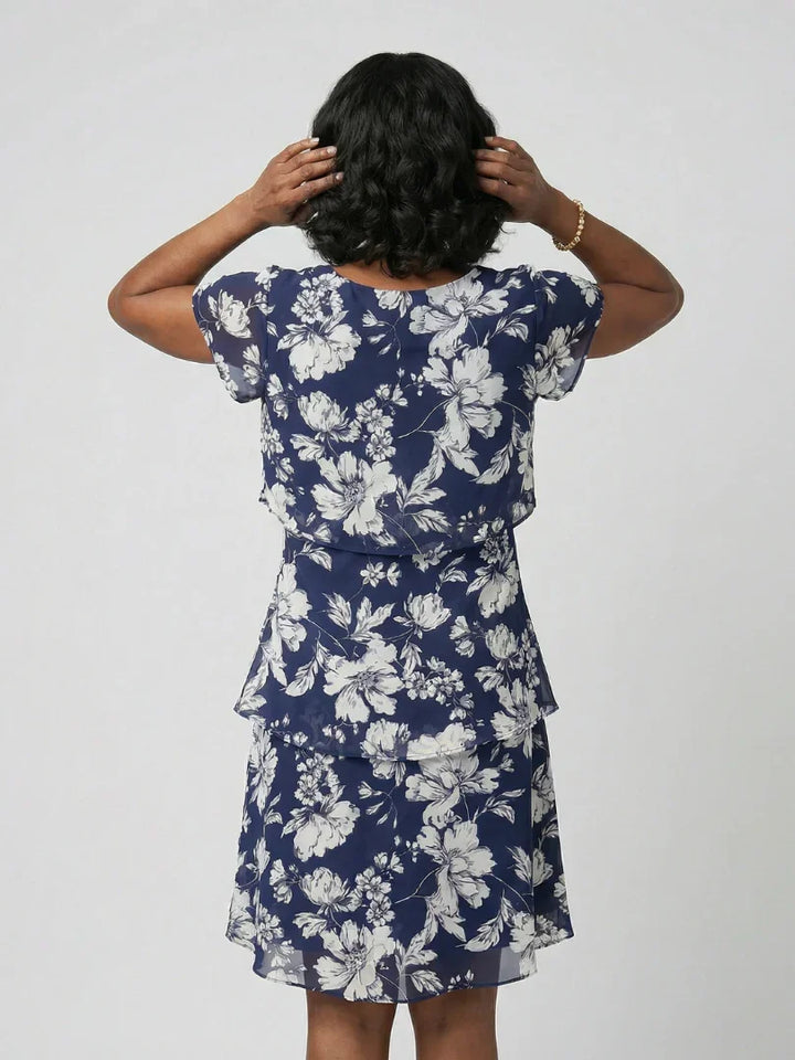 Thea | Subtle Floral Knee Length Dress
