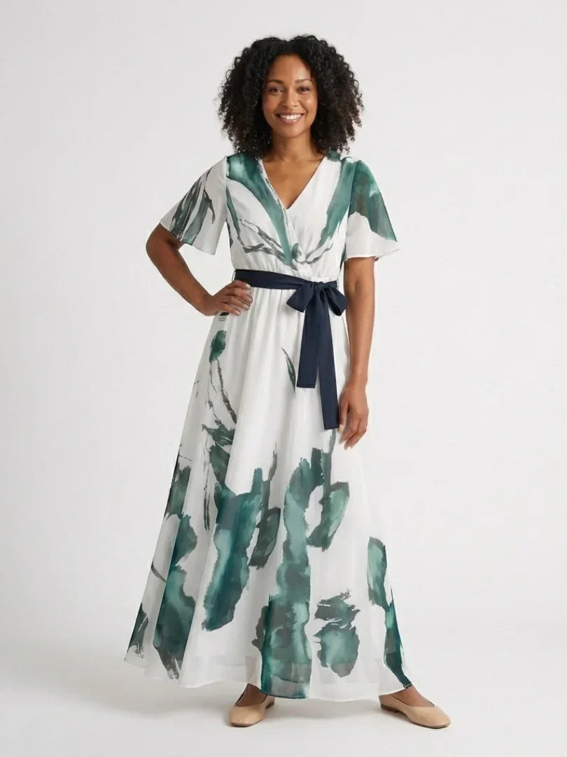 Madison | Flutter Sleeve Belted Maxi Dress