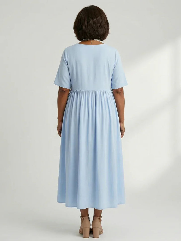 Ciren | Simple Gather Midi Dress