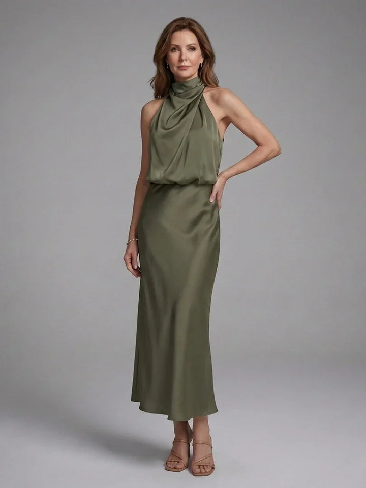 Rivelle | Halter Draped Midi Dress