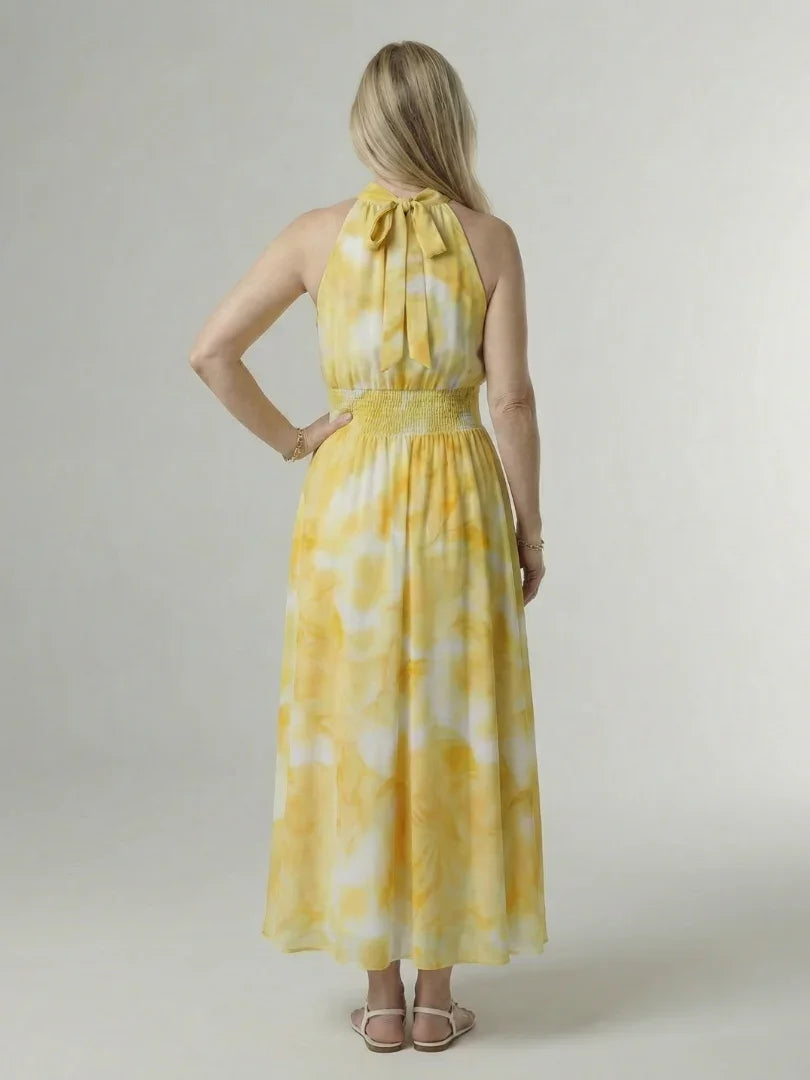 Sylin | Gathered Halter Midi Dress