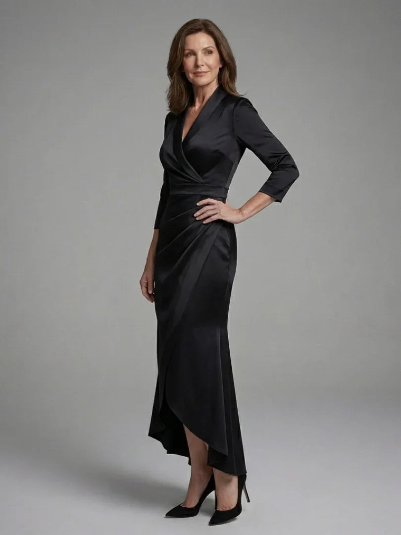 Celestine | Long Sleeve Wrap High Low Midi Dress