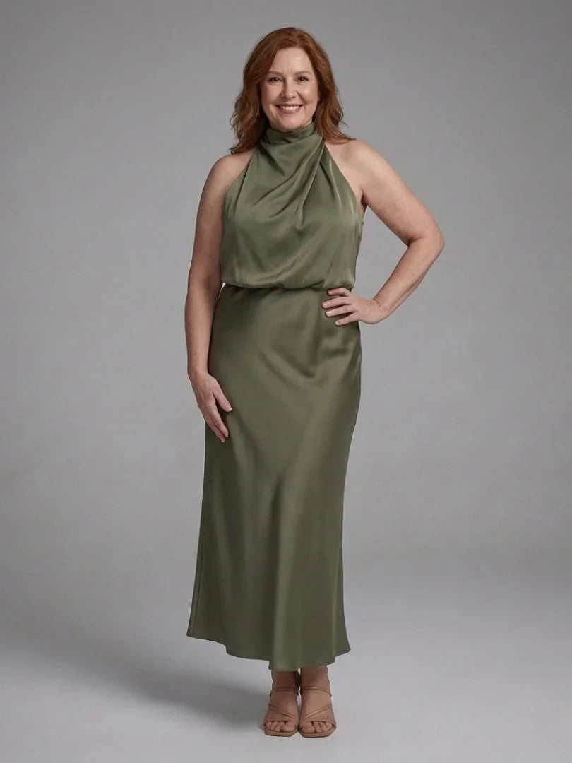 Rivelle | Halter Draped Midi Dress