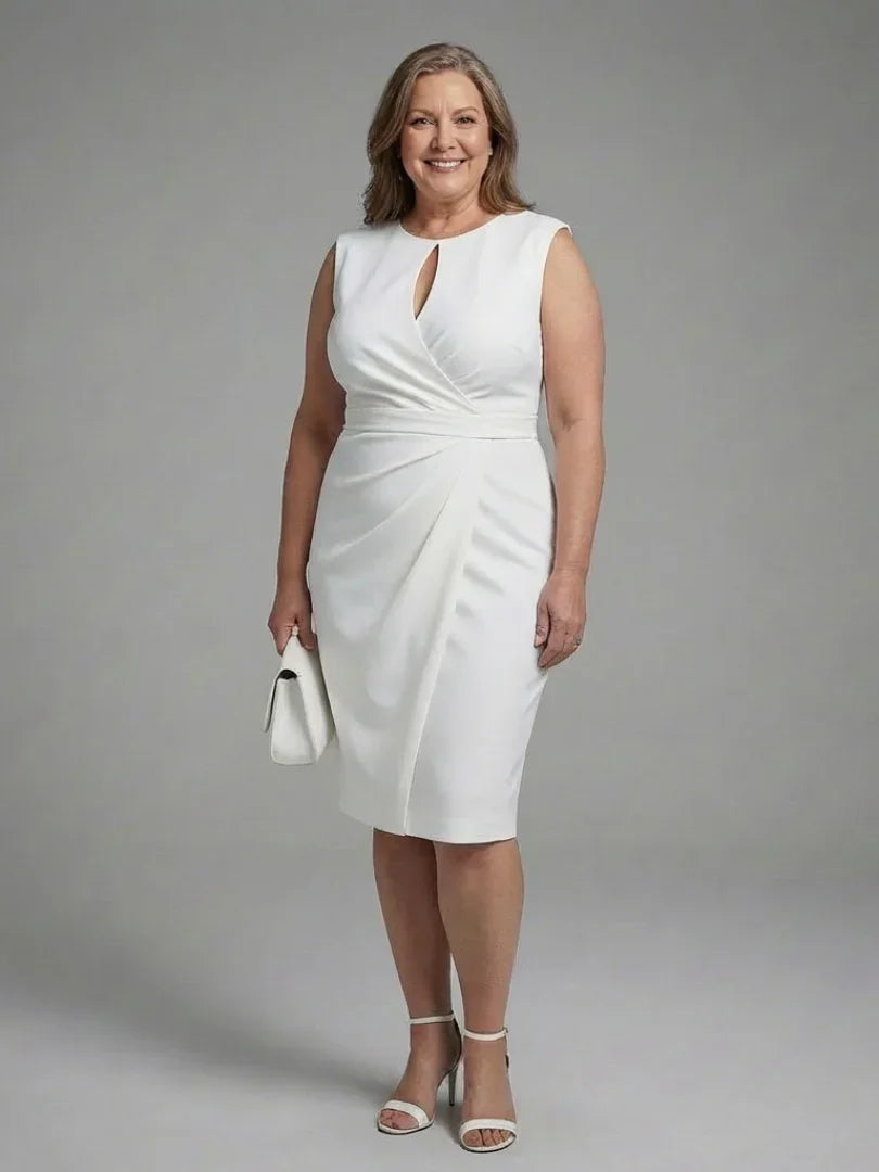 Faelina | Sleeveless Keyhole Ruched Midi Dress