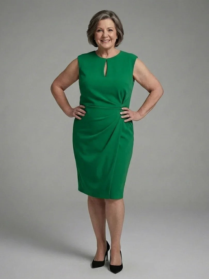 Faelina | Sleeveless Keyhole Ruched Midi Dress