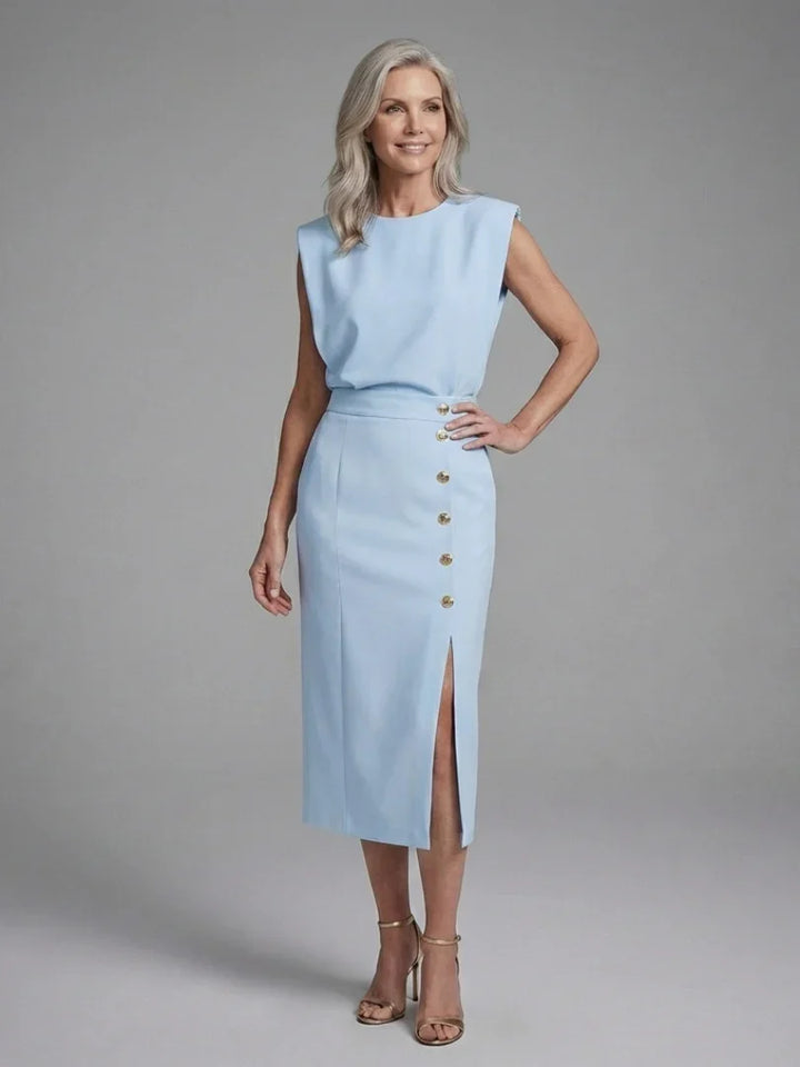 Anouk | Cap Sleeve Asymmetric Midi Dress