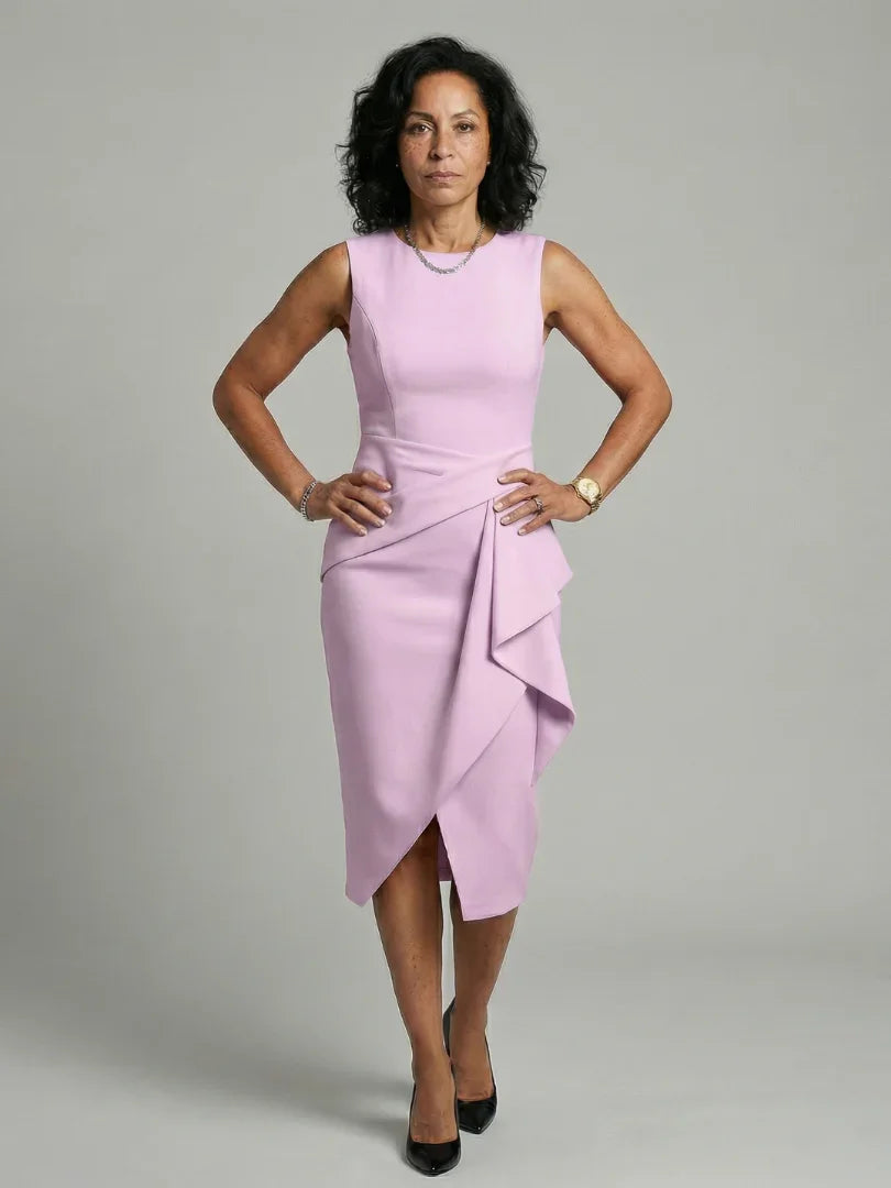 Oriel | Asymmetric Drape Midi Dress