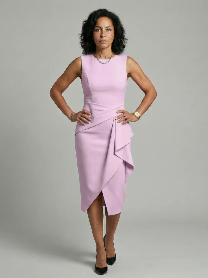 Oriel | Asymmetric Drape Midi Dress