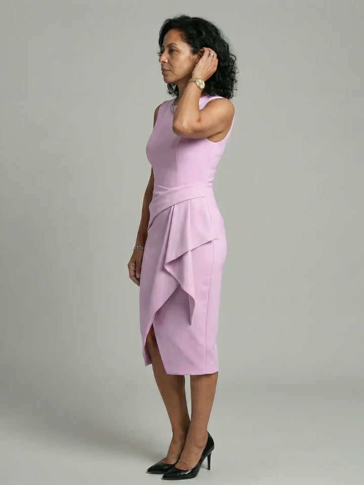 Oriel | Asymmetric Drape Midi Dress