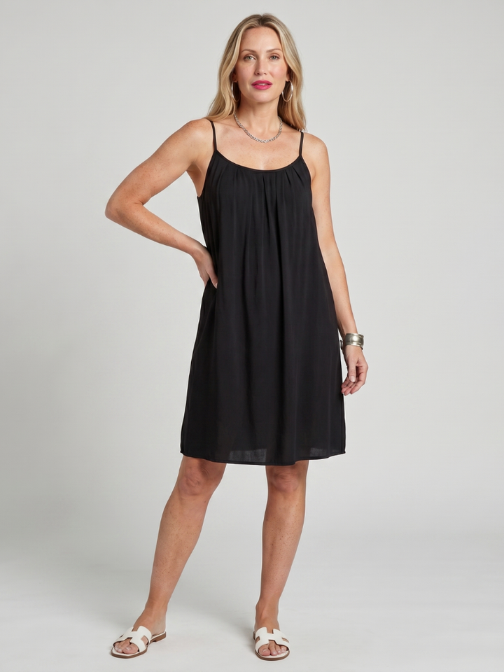 Lysara | Spaghetti Strap Open Back Knee Length Dress