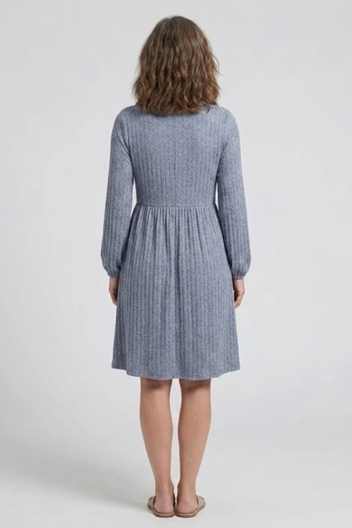 Isolde | Cross Pleated V Neck Button Front Midi Dress