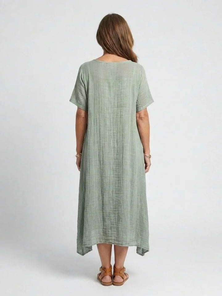 Marianne | Short Sleeve V Neck Midi Dress