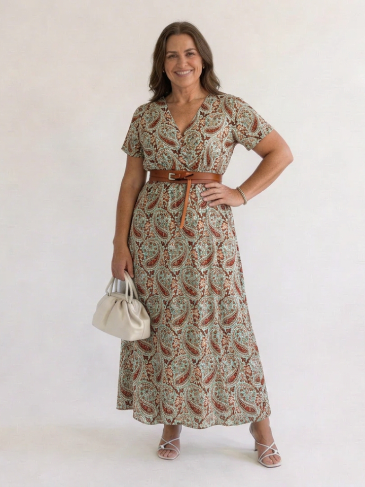Lyra | Elegant Floral V-Neck Midi Dress
