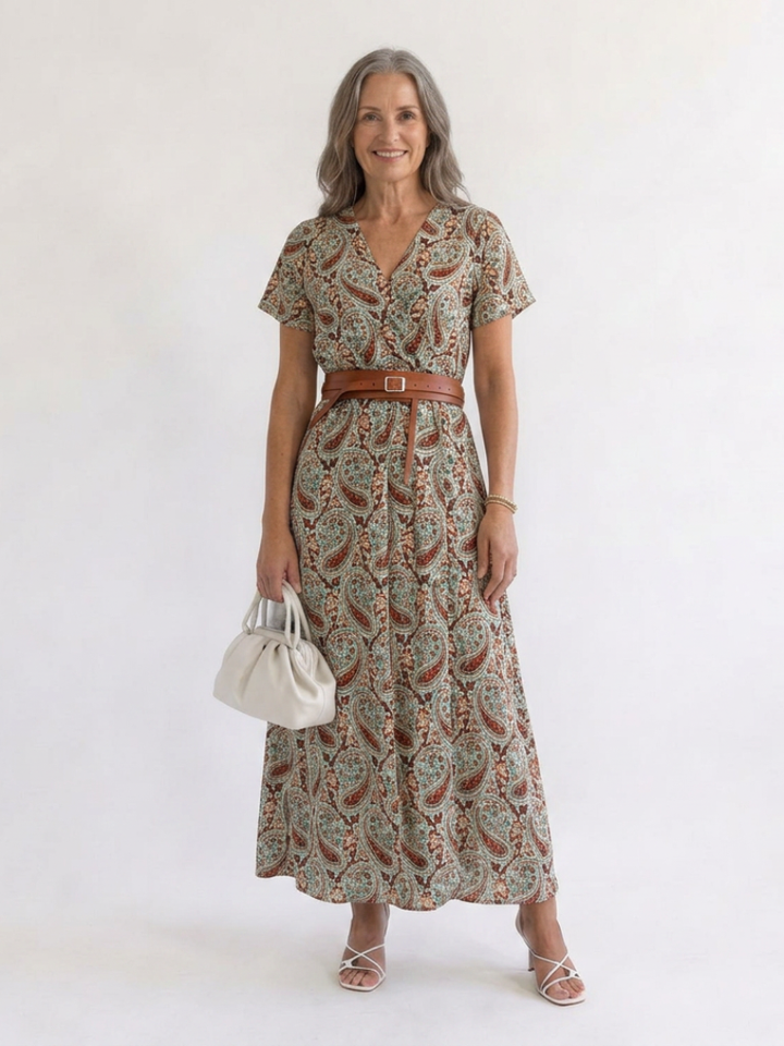 Lyra | Elegant Floral V-Neck Midi Dress