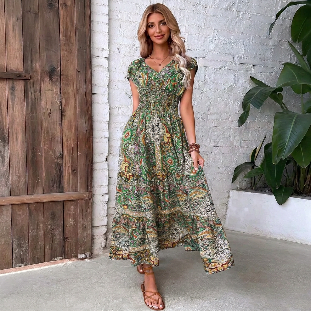 Marisela | Sleeveless Paisley Print Midi Dress