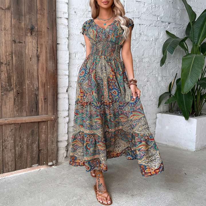 Marisela | Sleeveless Paisley Print Midi Dress