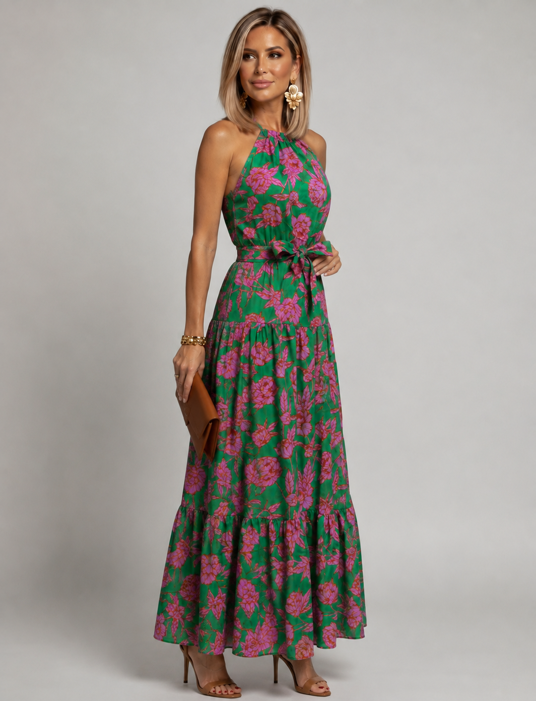 Rowen | Draped Halter Midi Dress