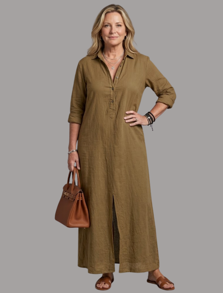 Veronica | Long Sleeve Relaxed Silhouette Maxi Dress