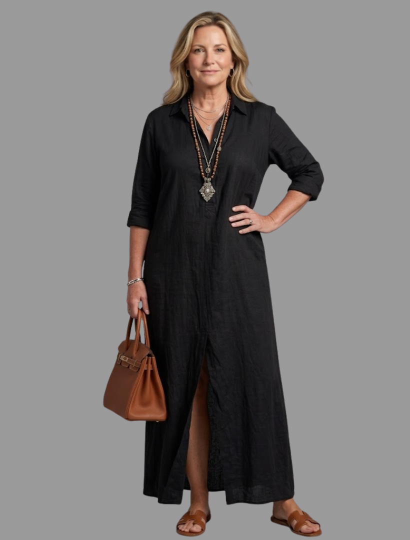 Veronica | Long Sleeve Relaxed Silhouette Maxi Dress