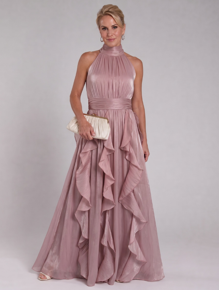 Melisande | Women’s Maxi Dress with Halter Neckline and Ruffle Tiers