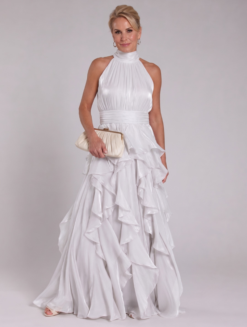 Melisande | Women’s Maxi Dress with Halter Neckline and Ruffle Tiers