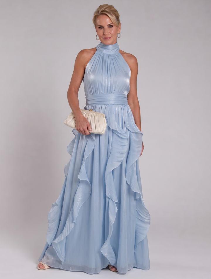 Melisande | Women’s Maxi Dress with Halter Neckline and Ruffle Tiers