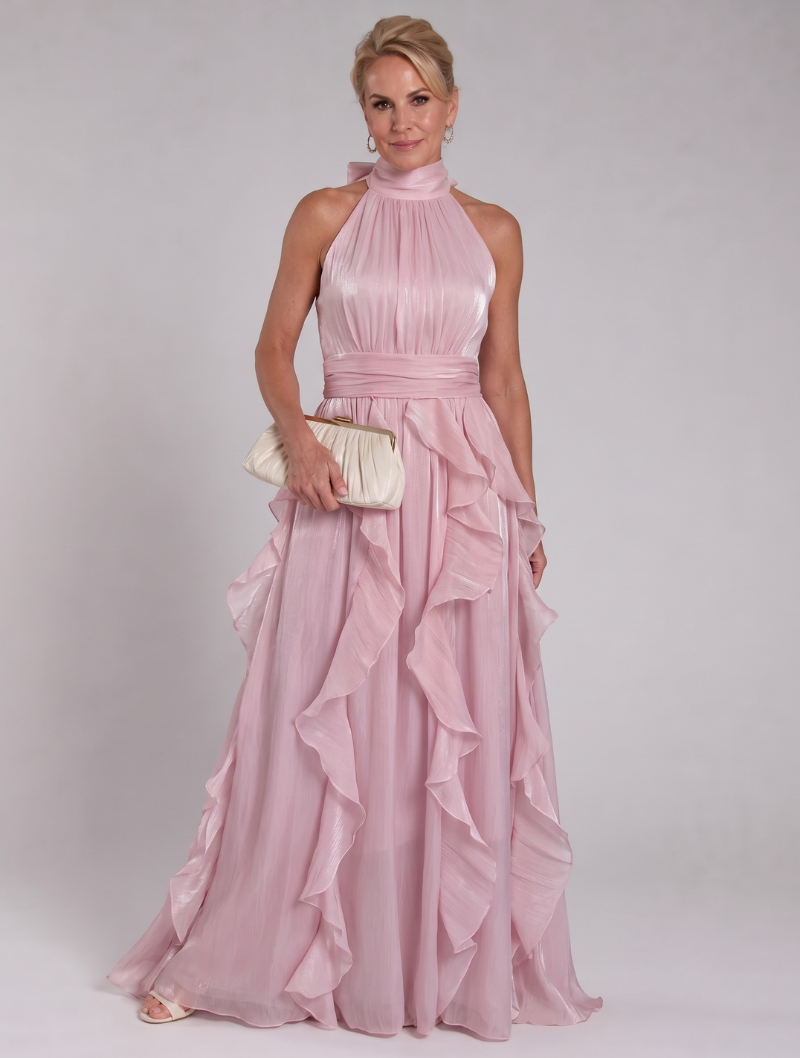 Melisande | Women’s Maxi Dress with Halter Neckline and Ruffle Tiers