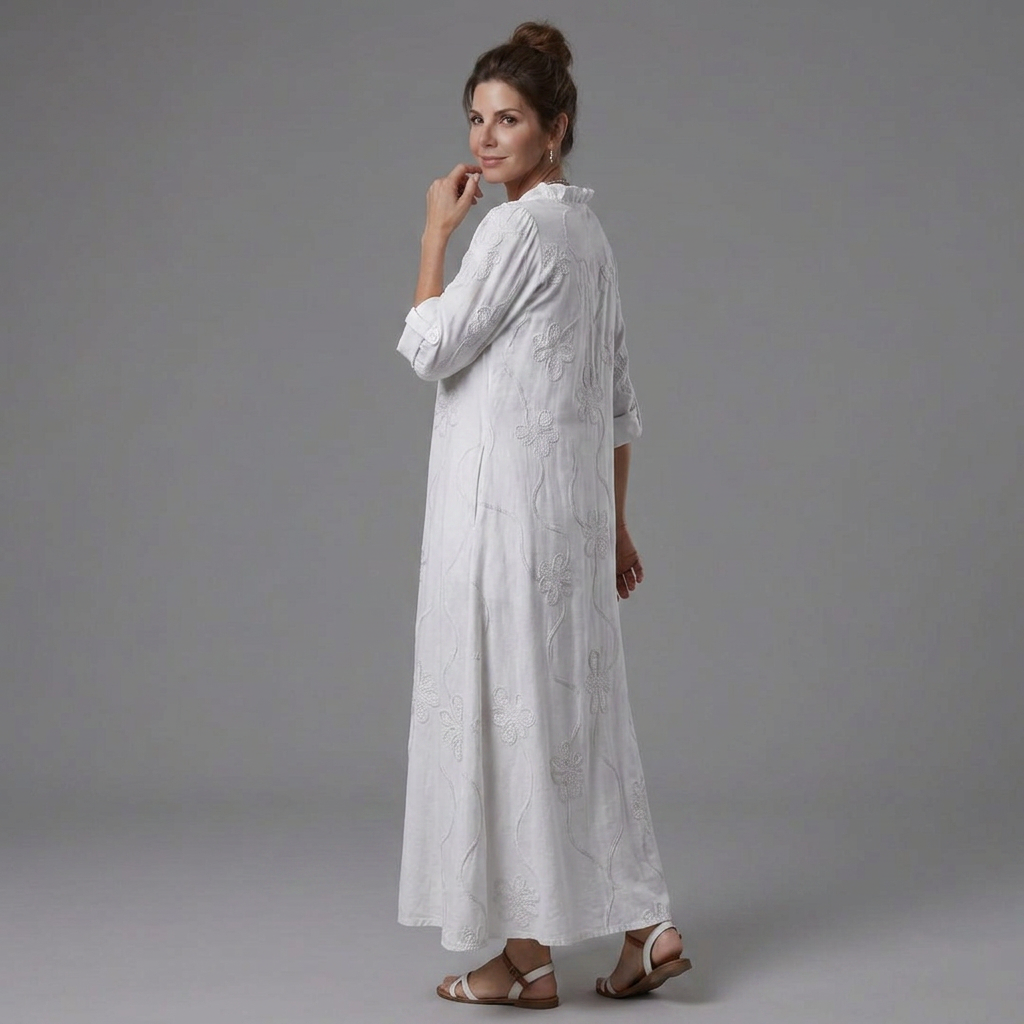 Opal | Floral Embroidered V-Neck Maxi Dress