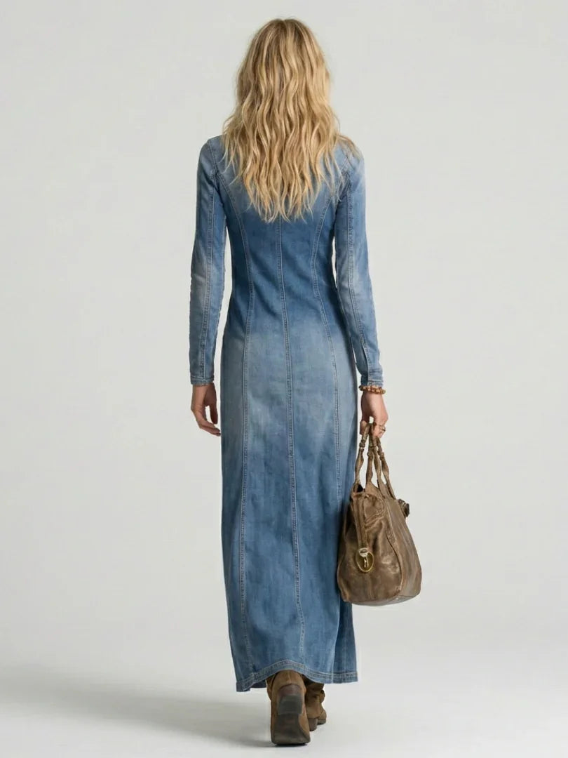 Sienna | Button Front Denim Maxi Dress