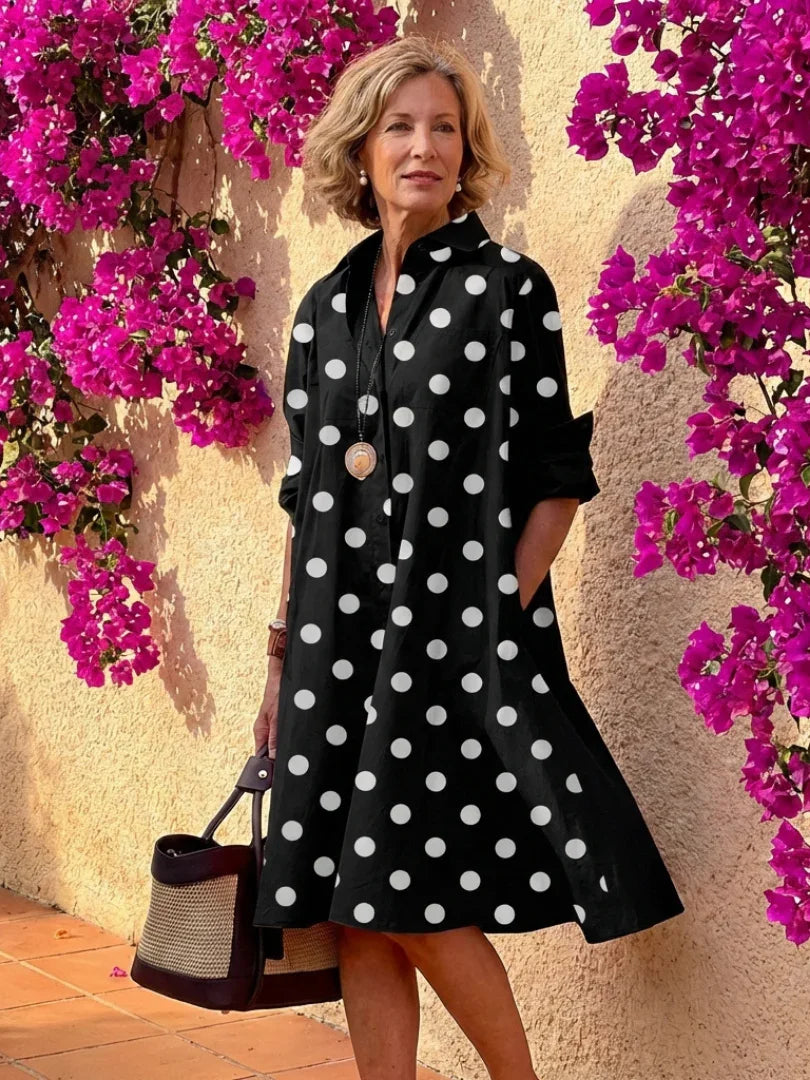 Evelyn | Button Front Collared Midi Shirt Dress