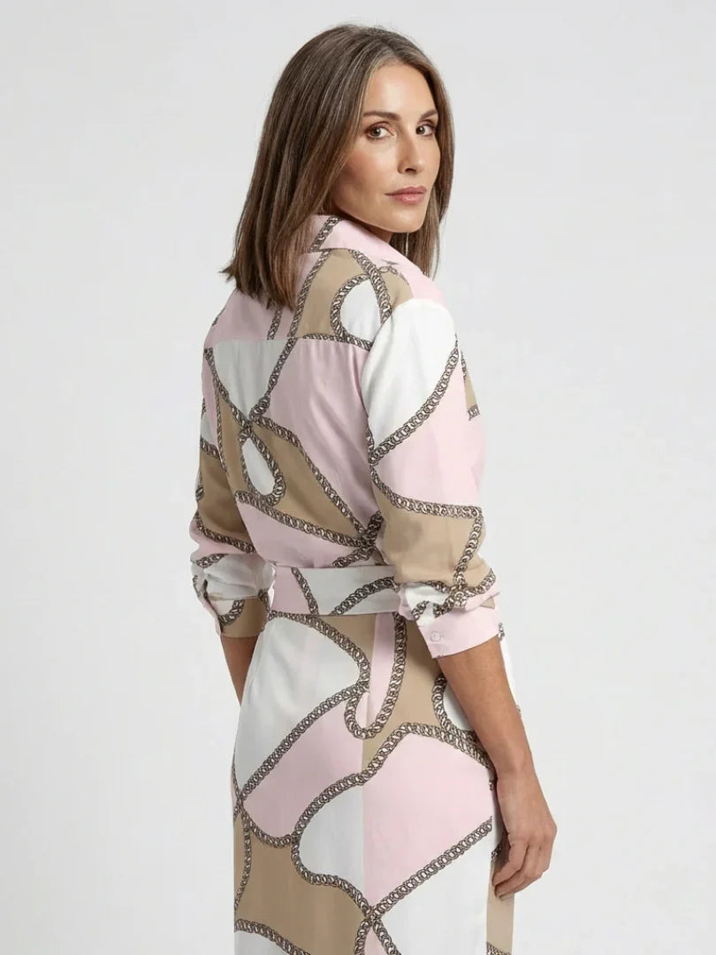 Nadine | Long Sleeve Printed Midi Wrap Dress