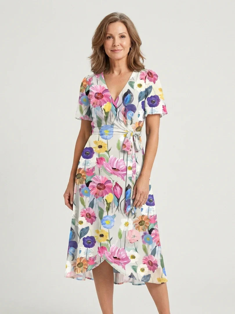 Zafrina | Abstract Pattern Midi Dress